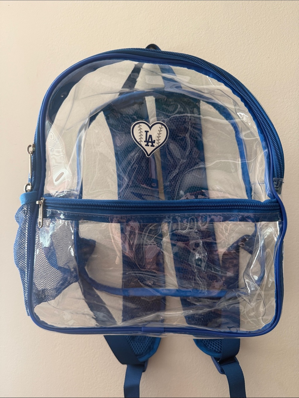 Clear Blue LA Heart Accent Backpack